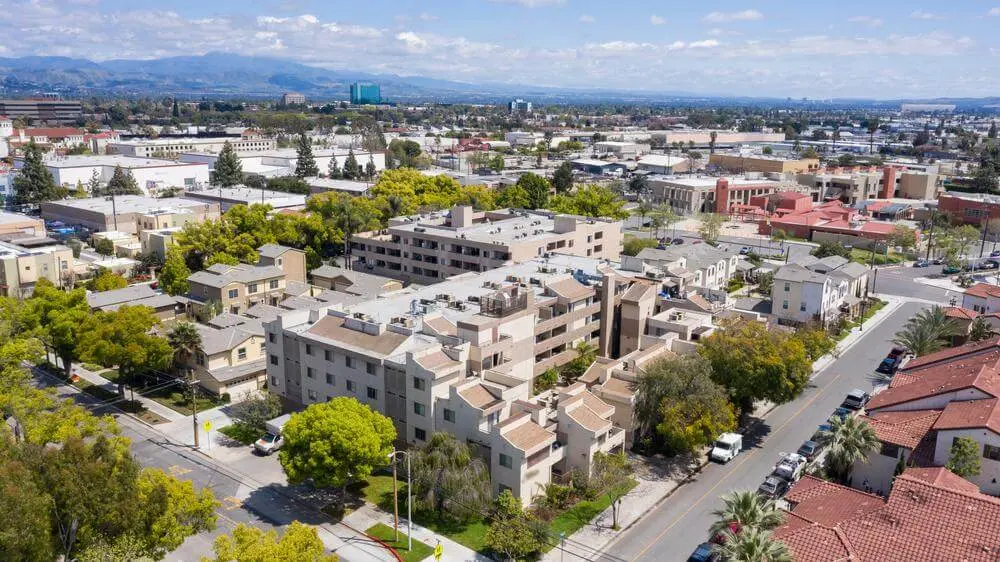 a photo of downtown Santa Ana, CA showing commercial buildings